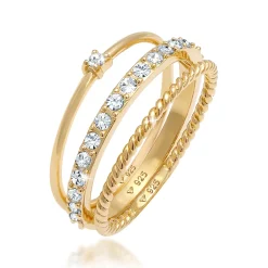 Elli "Stapelring 3er Set | Kristalle (Weiß)< Silber|Ringe