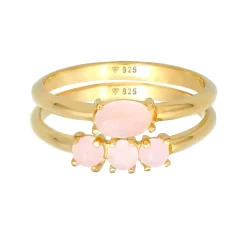 Elli "Stapelring 2er Set | Quarz (Rosa)< Ringe|Vergoldet