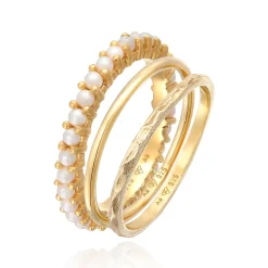 Elli "Stapelring 3er Set Elegant | Perlen< Silber|Perlen
