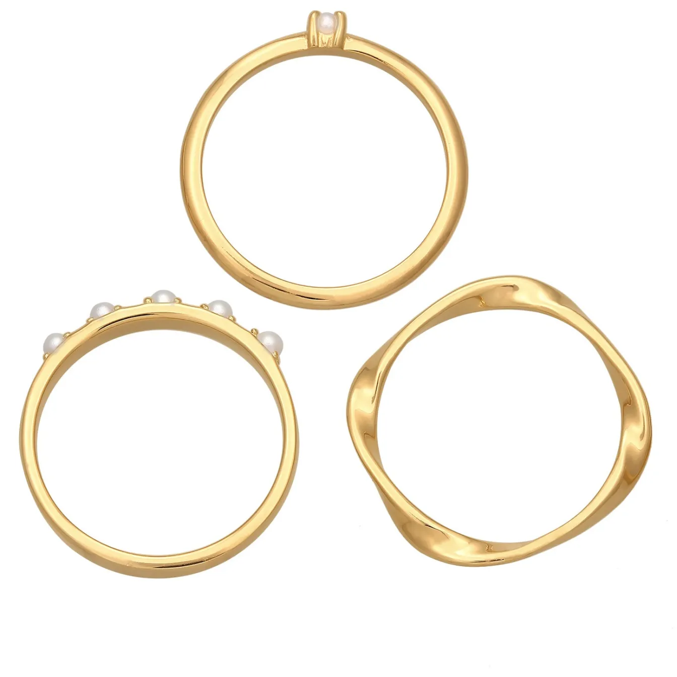 Elli "Stapelring 3er Set Perlen< Letzte Chance|Perlen