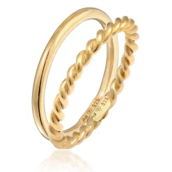 Elli "Stapelring 2er Set Twisted< Ringe|Vergoldet