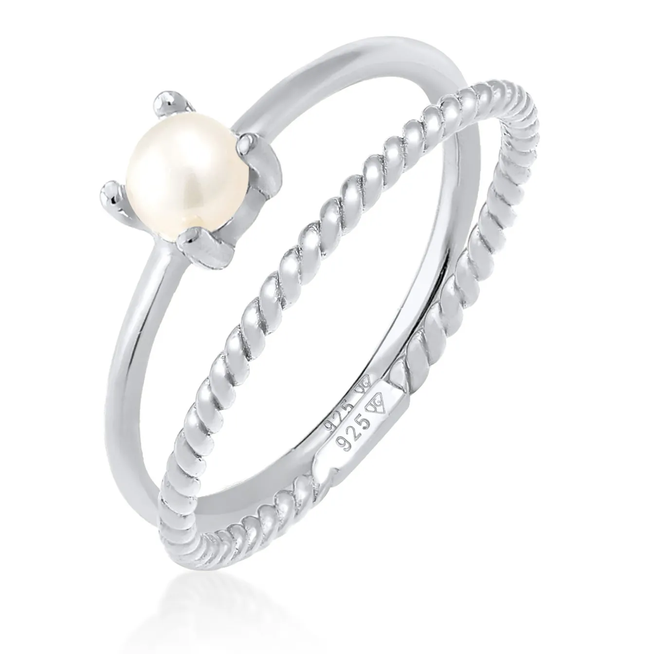 Elli "Stapelring 2er Set Twisted | Süßwasserperle< Perlen|Ringe