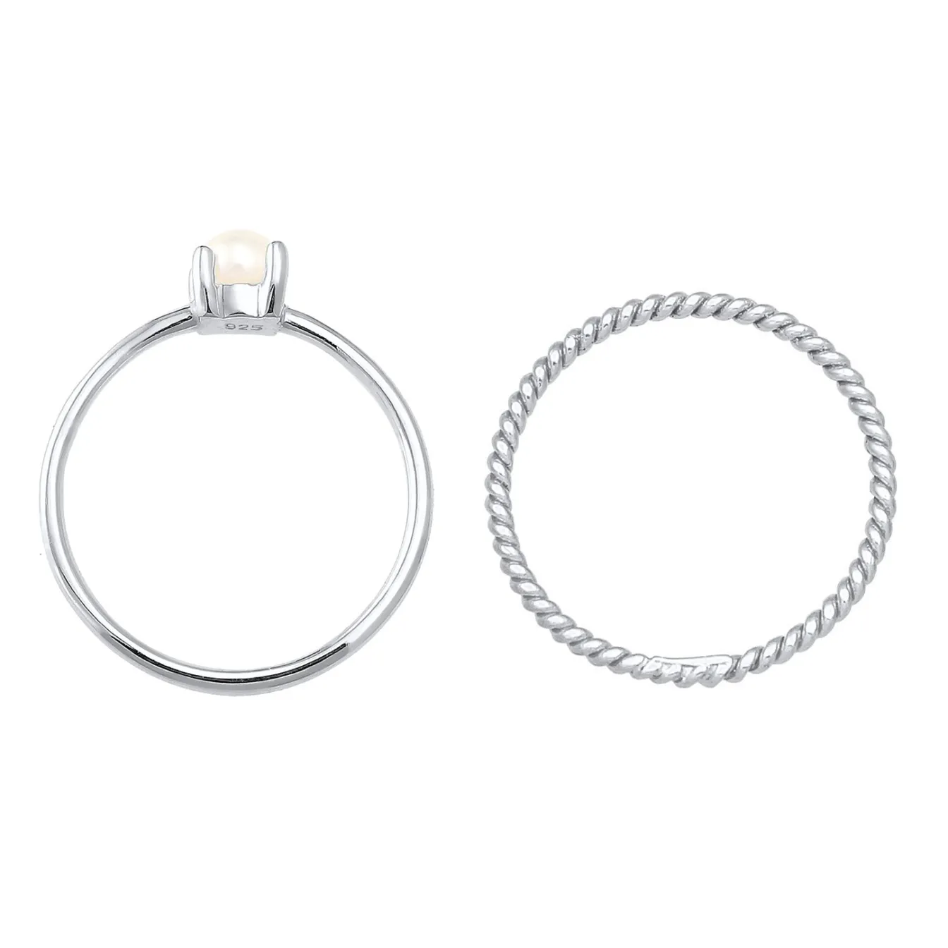Elli "Stapelring 2er Set Twisted | Süßwasserperle< Perlen|Ringe