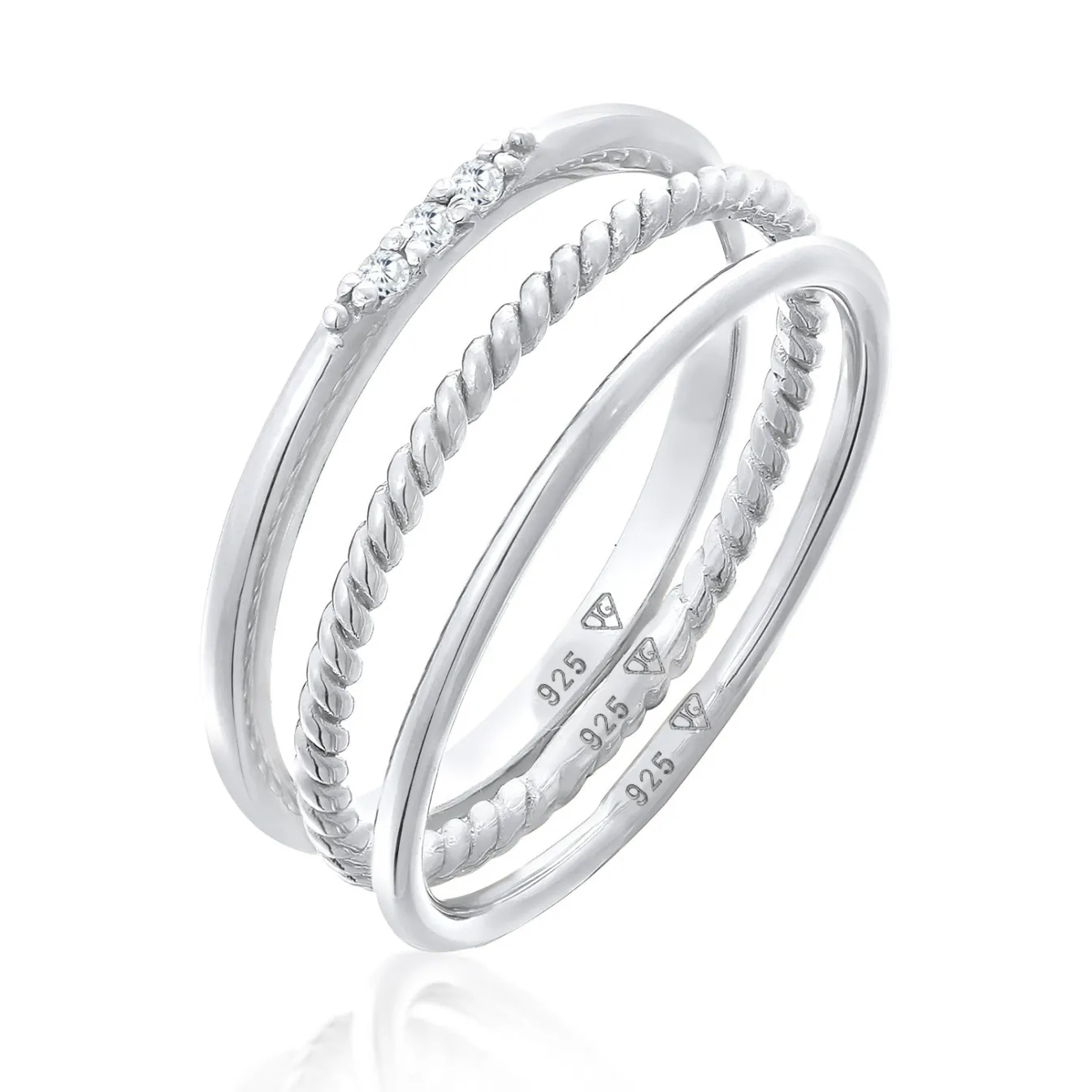 Elli "Stapelring Set | Zirkonia (Weiß)< Roségold|Ringe