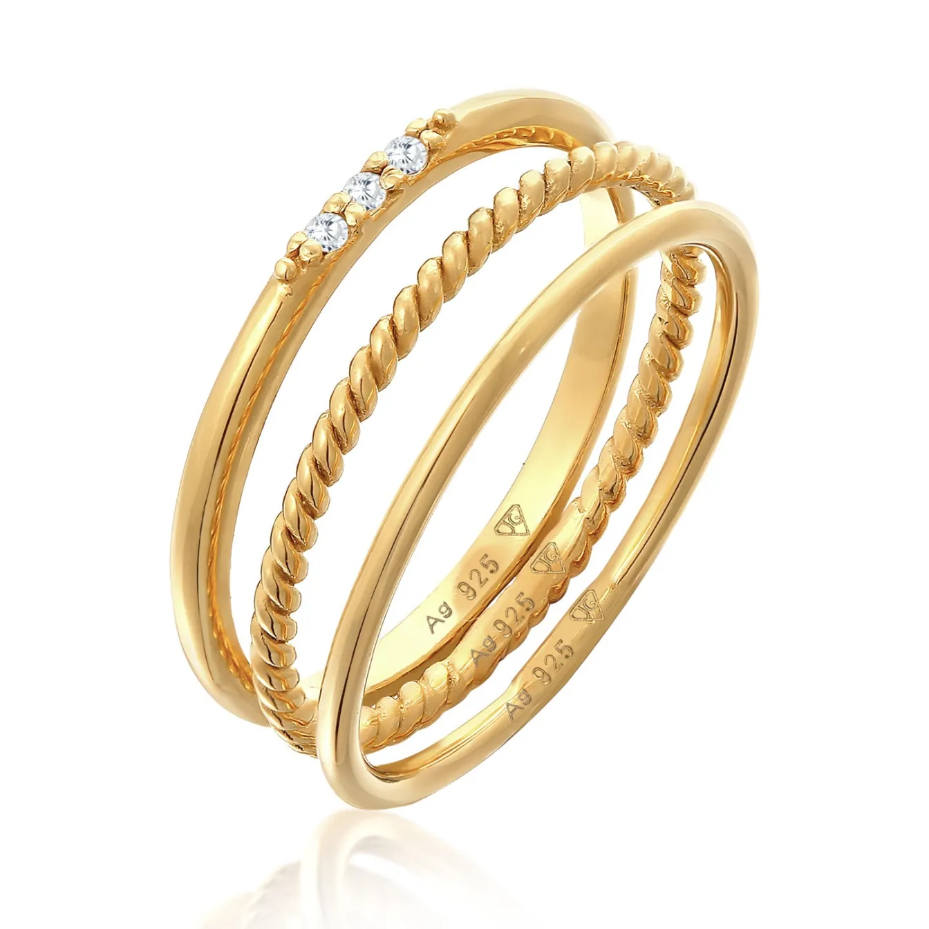 Elli "Stapelring Set | Zirkonia (Weiß)< Roségold|Ringe