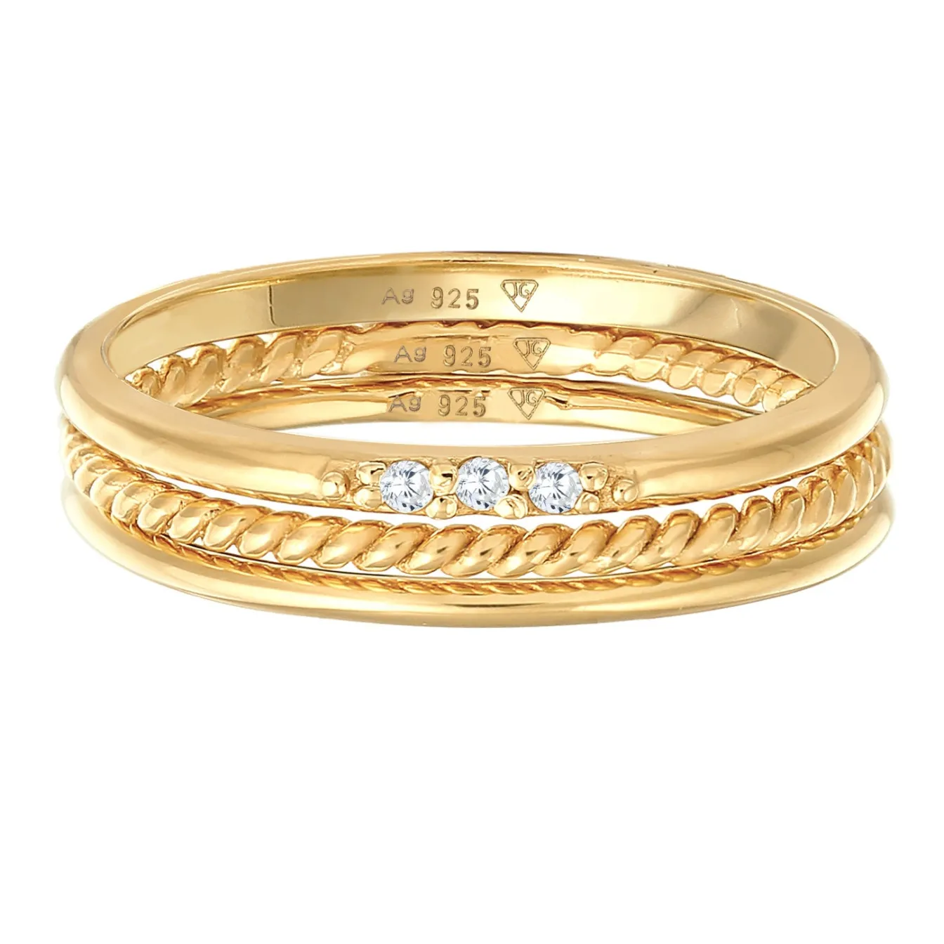 Elli "Stapelring Set | Zirkonia (Weiß)< Roségold|Ringe