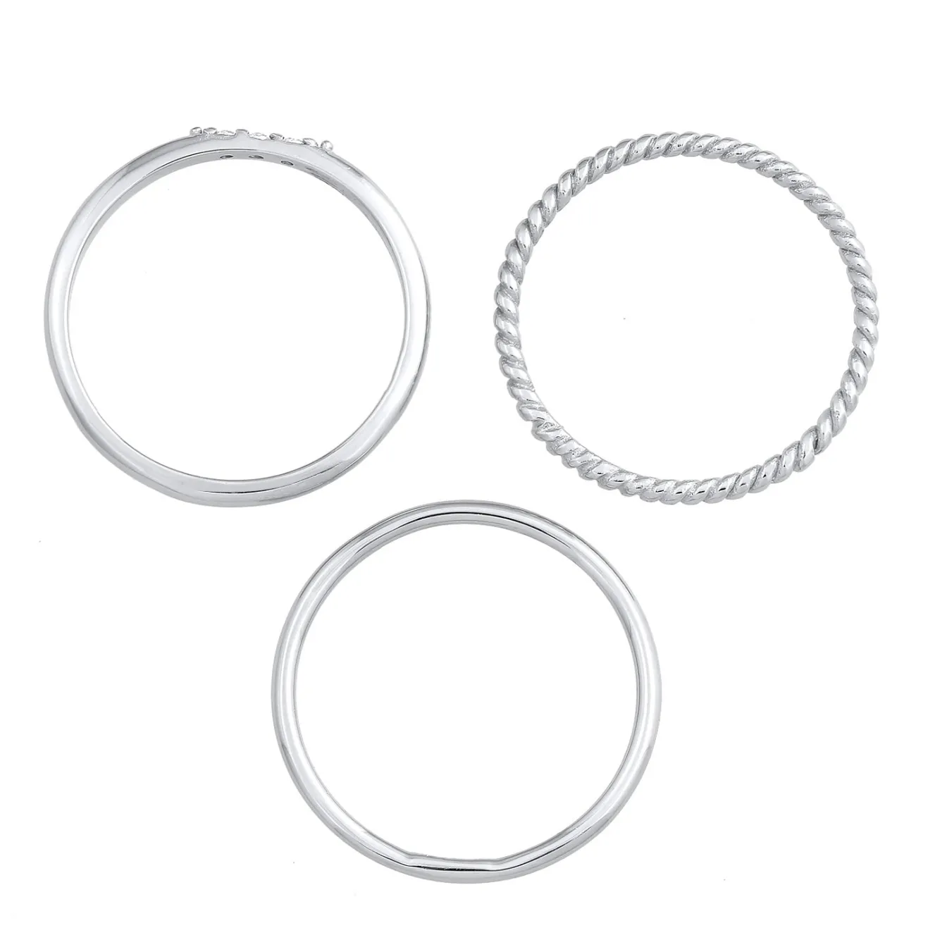 Elli "Stapelring Set | Zirkonia (Weiß)< Roségold|Ringe