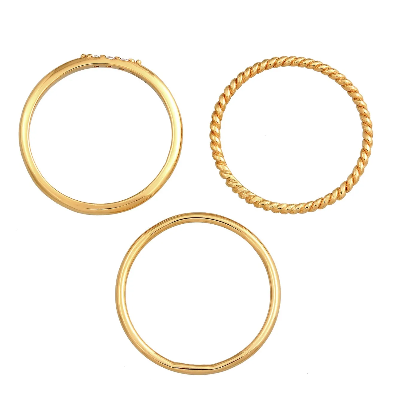 Elli "Stapelring Set | Zirkonia (Weiß)< Roségold|Ringe