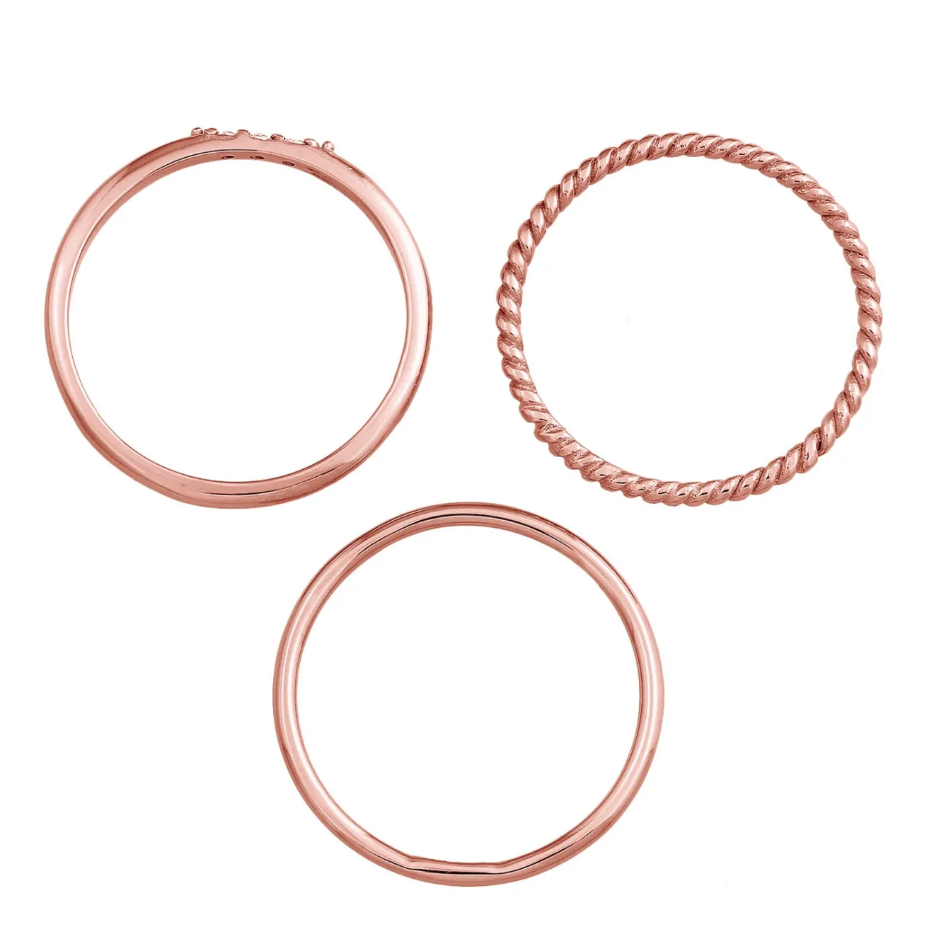 Elli "Stapelring Set | Zirkonia (Weiß)< Roségold|Ringe