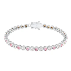 Elli "Tennisarmband | Kristall (Weiß & Rosa)< Armbänder|Silber