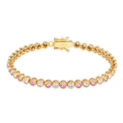 Elli "Tennisarmband | Kristall (Weiß & Rosa)< Armbänder|Silber