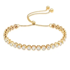 Elli "Tennisarmband | Kristalle (Weiß)< Armbänder|Vergoldet