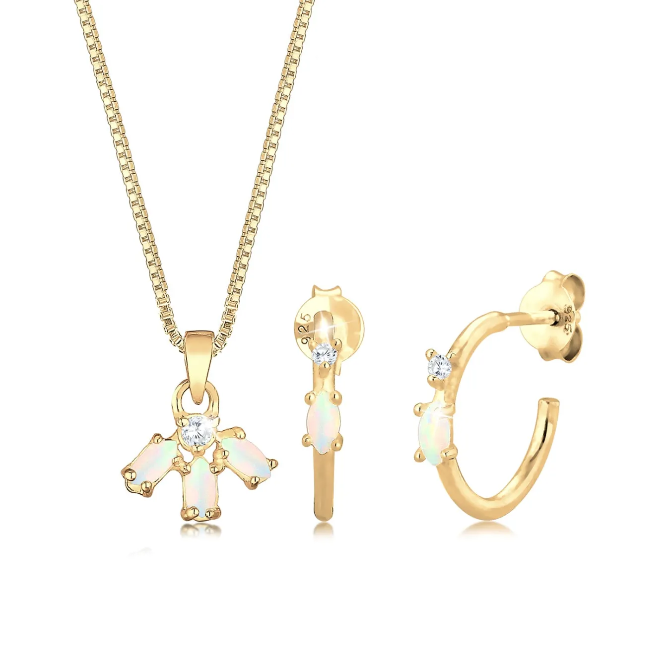 Elli "Venezianer-Schmuckset | Opal ( Weiß )< Schmucksets|Schmucksets