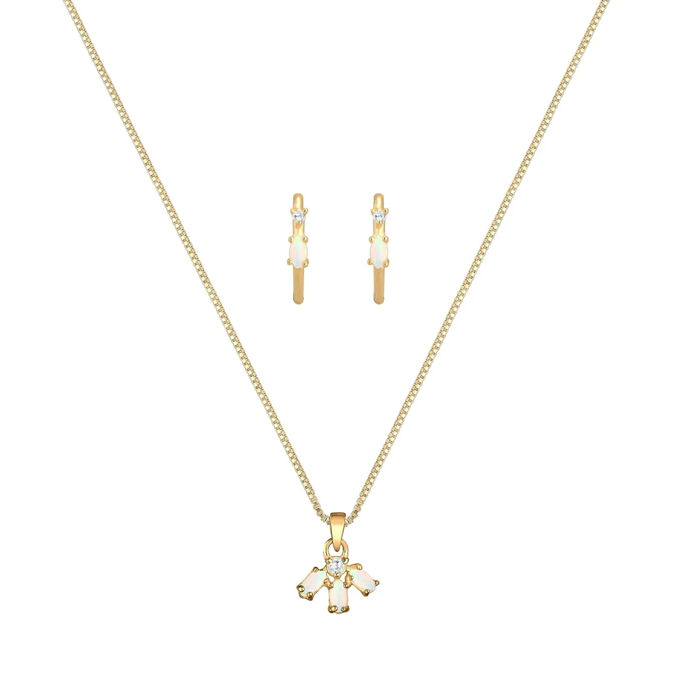 Elli "Venezianer-Schmuckset | Opal ( Weiß )< Schmucksets|Schmucksets