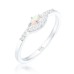 Elli "Verlobungsring | Opal ( Weiß )< Roségold|Ringe