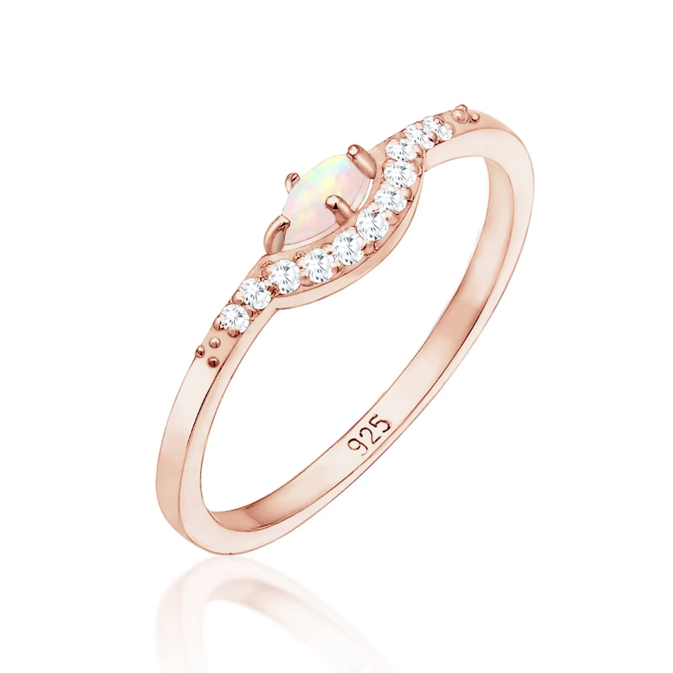 Elli "Verlobungsring | Opal ( Weiß )< Roségold|Ringe