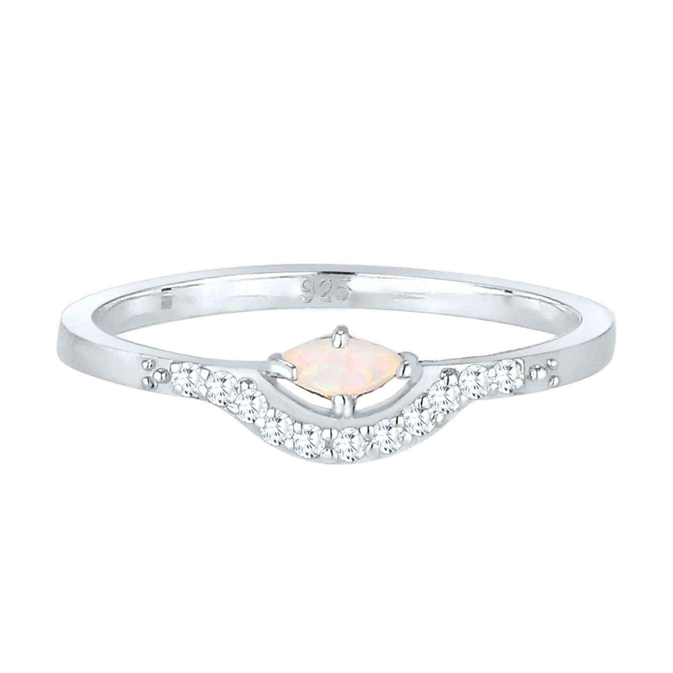 Elli "Verlobungsring | Opal ( Weiß )< Roségold|Ringe