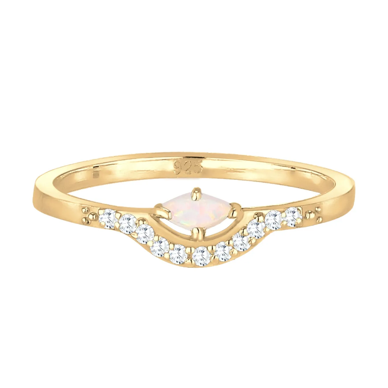 Elli "Verlobungsring | Opal ( Weiß )< Roségold|Ringe