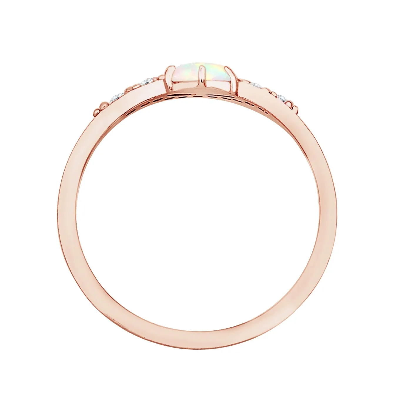 Elli "Verlobungsring | Opal ( Weiß )< Roségold|Ringe