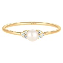 Elli "Verlobungsring | Süßwasserperle, Diamant ( Weiß, 0,03 ct )< Hochzeit|Perlen