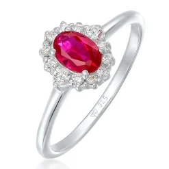 Elli "Verlobungsring | Synth. Rubin (Rot)< Ringe|Silber