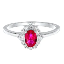 Elli "Verlobungsring | Synth. Rubin (Rot)< Ringe|Silber