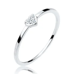 Elli "Verlobungsring Herz | Diamant ( Weiß, 0,045 ct )< Silber