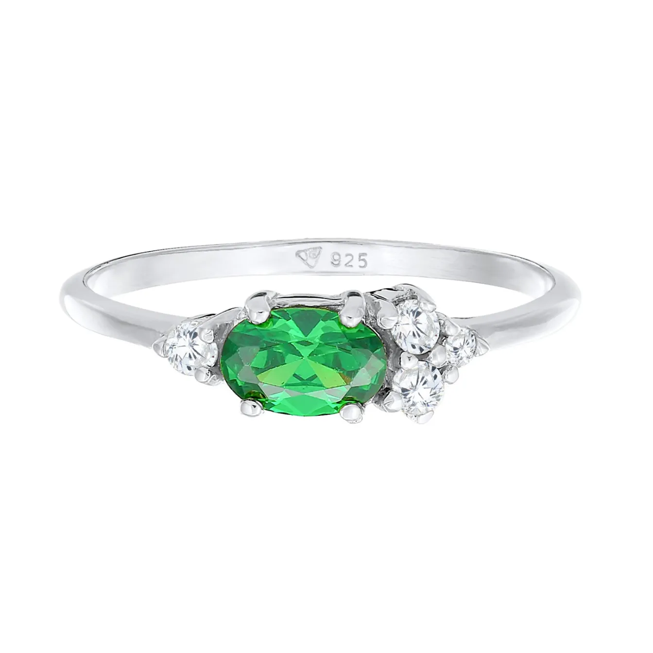 Elli "Verlobungsring Oval | Zirkonia (Grün)< Ringe|Silber