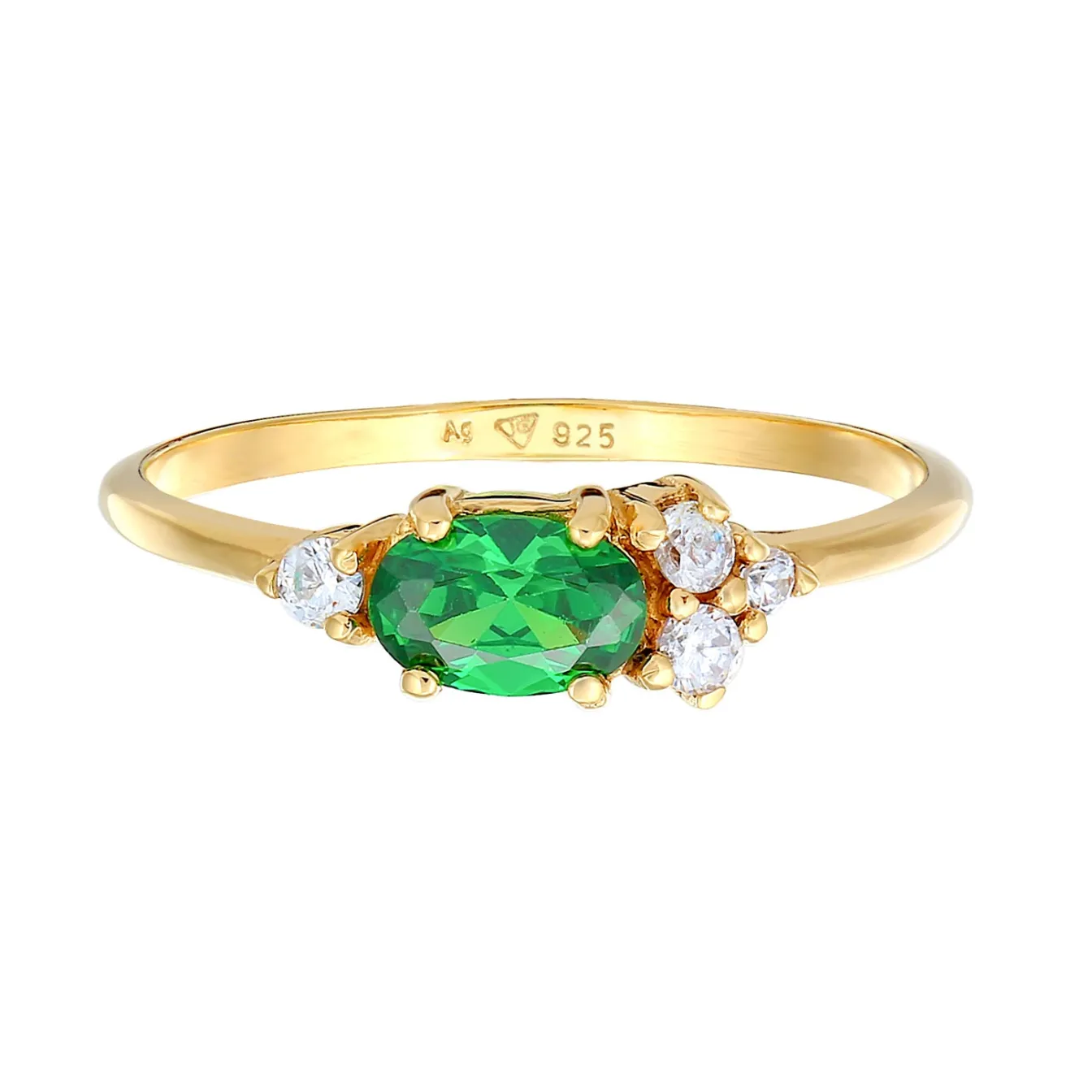 Elli "Verlobungsring Oval | Zirkonia (Grün)< Ringe|Silber