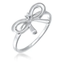 Elli "Verlobungsring Schleife | Diamant ( Weiß, 0,015 ct )< Vergoldet|Symbol-schmuck