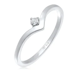 Elli "Verlobungsring V-Form | Diamant (Weiß, 0.035)< Vergoldet|Hochzeit
