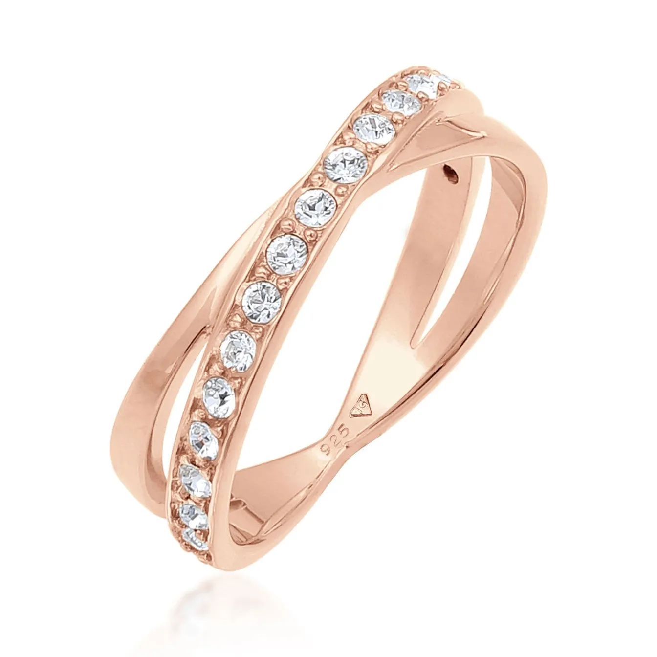 Elli "Wickelring | Kristall ( Weiß )< Roségold|Ringe