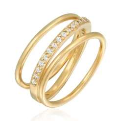 Elli "Wickelring | Zirkonia (Weiß)< Vergoldet|Ringe