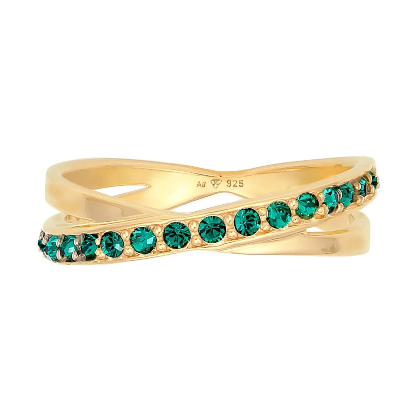 Elli "Wickelring Elegant | Kristalle (Grün)< Ringe|Vergoldet