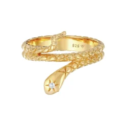 Elli "Wickelring Schlange | Zirkonia (Weiß)< Ringe|Vergoldet