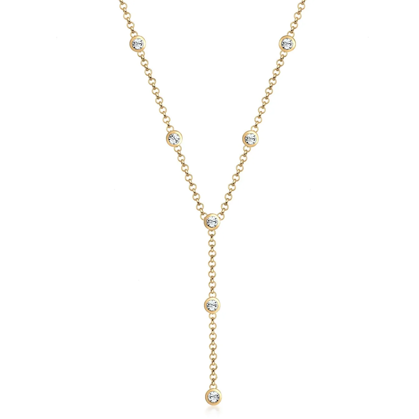 Elli "Y-Halskette | Kristall (Weiß)< Roségold|Hochzeit