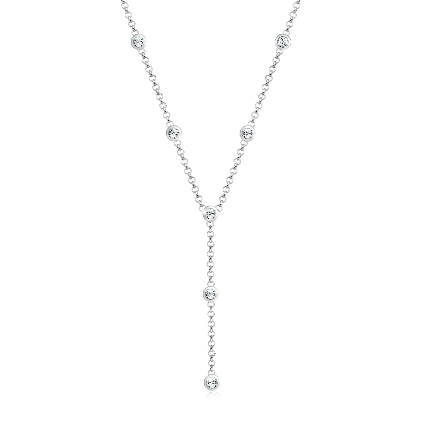Elli "Y-Halskette | Kristall (Weiß)< Roségold|Hochzeit