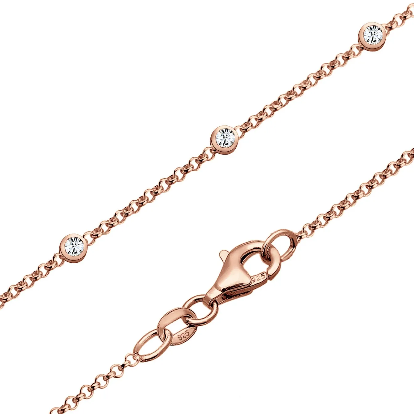Elli "Y-Halskette | Kristall (Weiß)< Roségold|Hochzeit