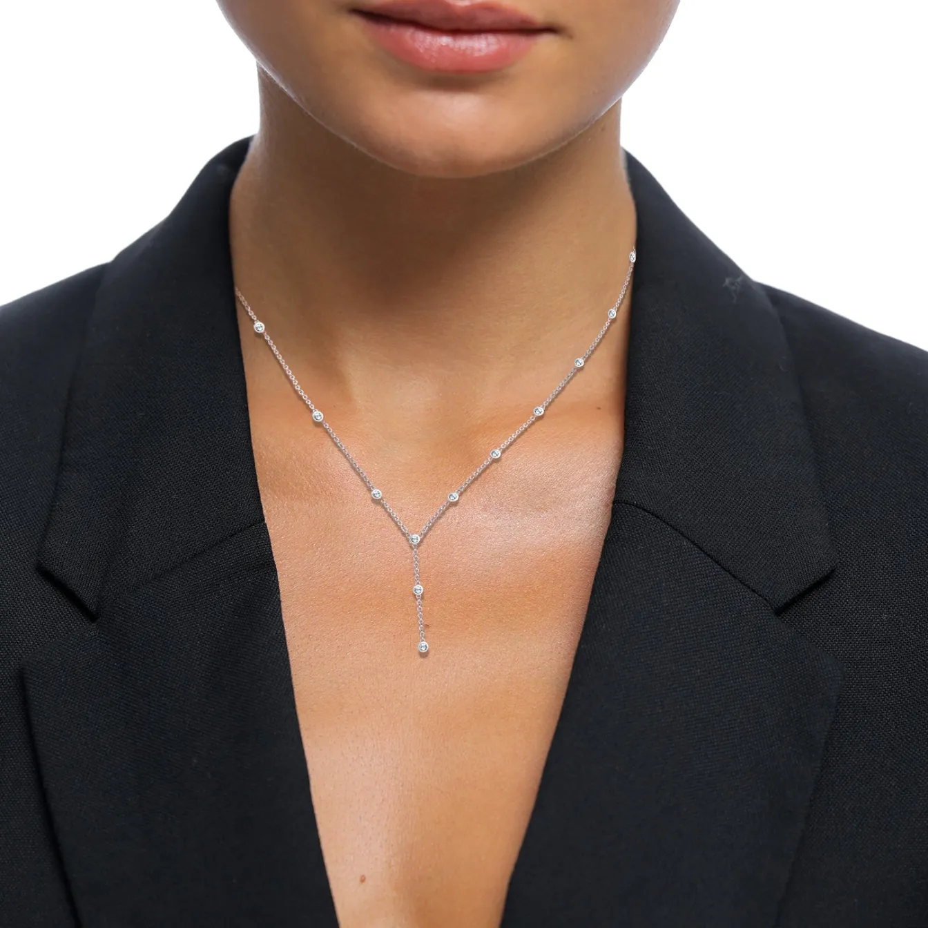 Elli "Y-Halskette | Kristall (Weiß)< Roségold|Hochzeit