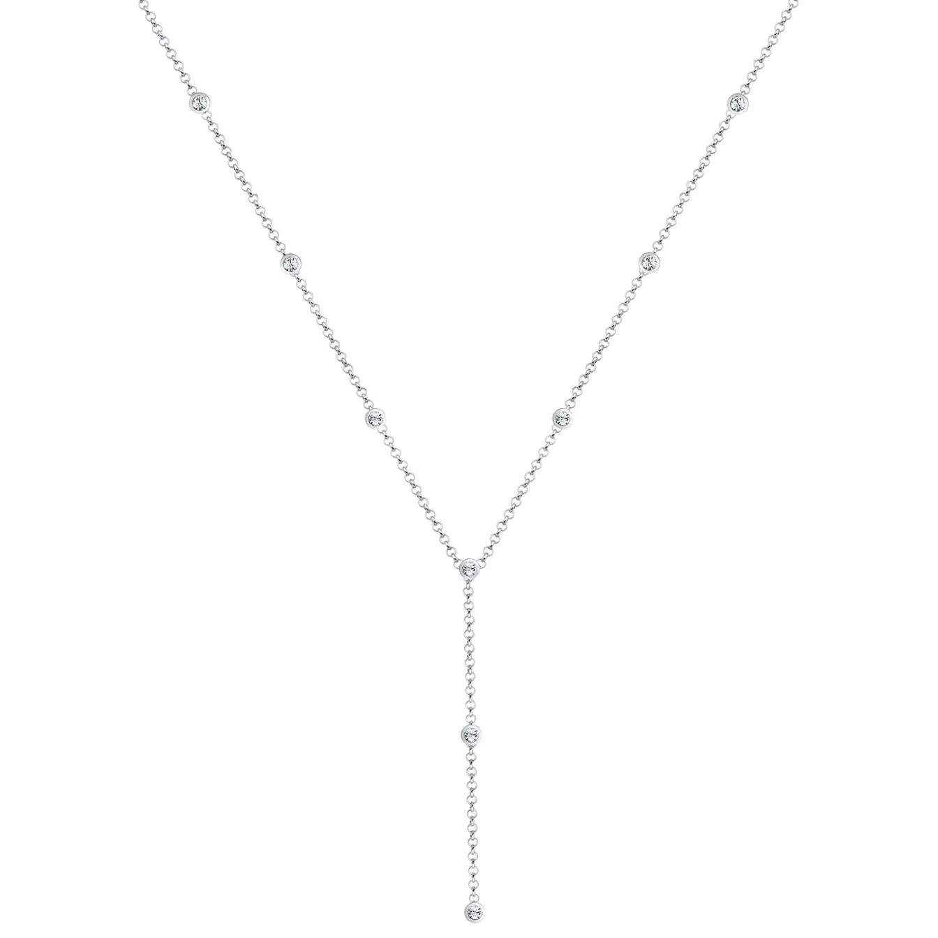 Elli "Y-Halskette | Kristall (Weiß)< Roségold|Hochzeit
