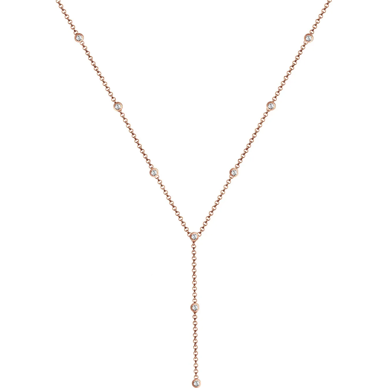 Elli "Y-Halskette | Kristall (Weiß)< Roségold|Hochzeit